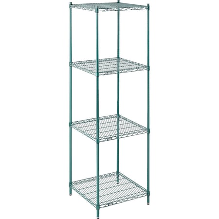 Nexel Wire Shelving, Green Epoxy, 24W X 24D X 86H 24248G